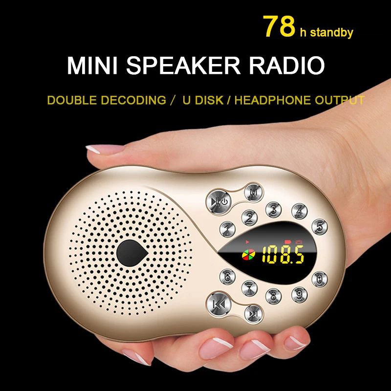 Museeq W 044CC мини Портативный радио Ручной цифровой FM USB TF MP3 плеер Динамик