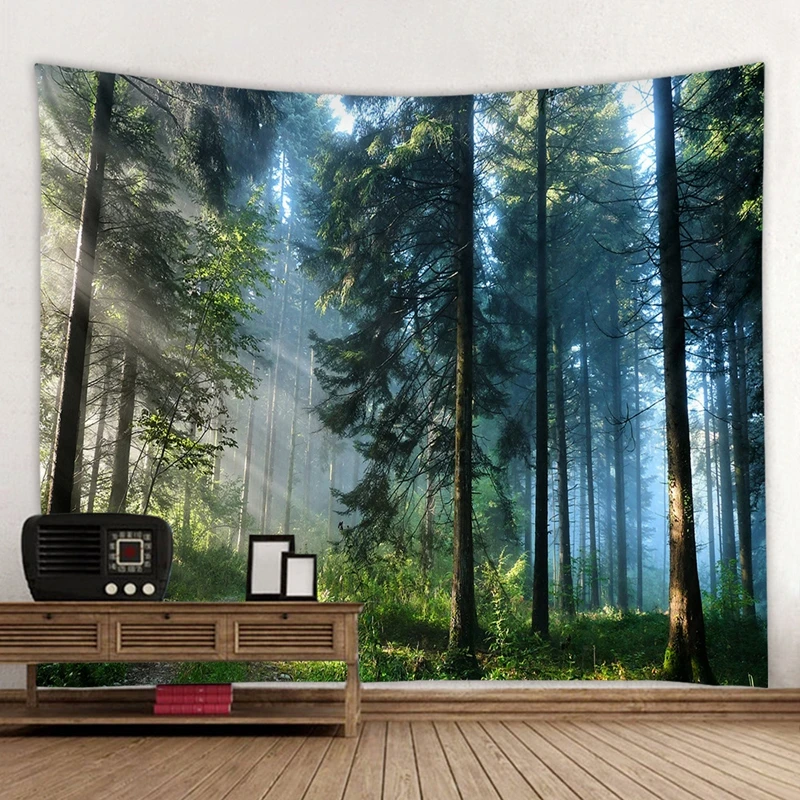 

Forest Printed Large Wall Tapestry Wall Hanging Bohemian Tapestries Beach Mat Polyester Blanket Picnic Blanket Tablecloth