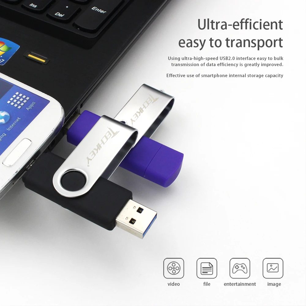 Новинка OTG usb3.0 флешка usb TECHKEY 8 ГБ 16 32 64 Гб memoria cel u диск Подарок для мобильного