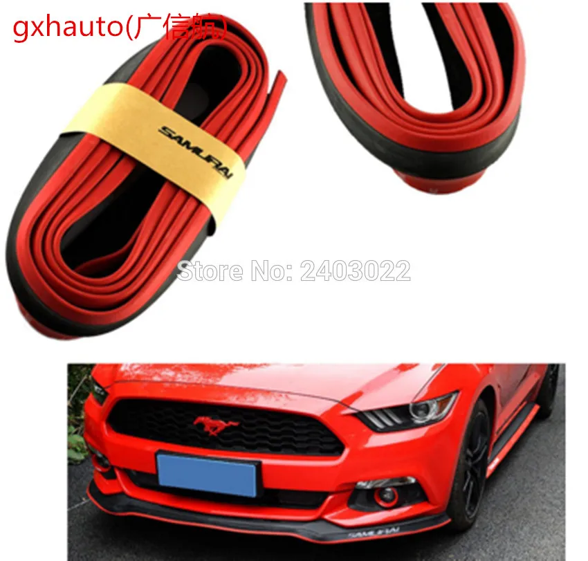 

1x 8FT Black Red Bumper Lip Universal Splitter Chin Spoiler Body Kit Trim