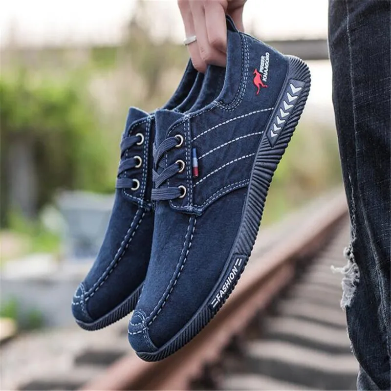 

Men's Canvas Shoes Denim Lace-Up Men's Shoes Casual New Breathable Sneakers Male Footwear Spring Autumn Platform Sports Shoes