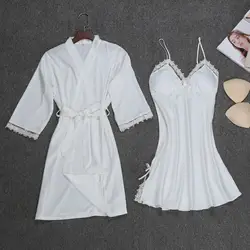 JINUO 2 шт./комплект, женская пижама, комплект из 2 предметов, атласная пижама, пижама, одежда из шелка с вышивкой, пижама для сна, пижама с