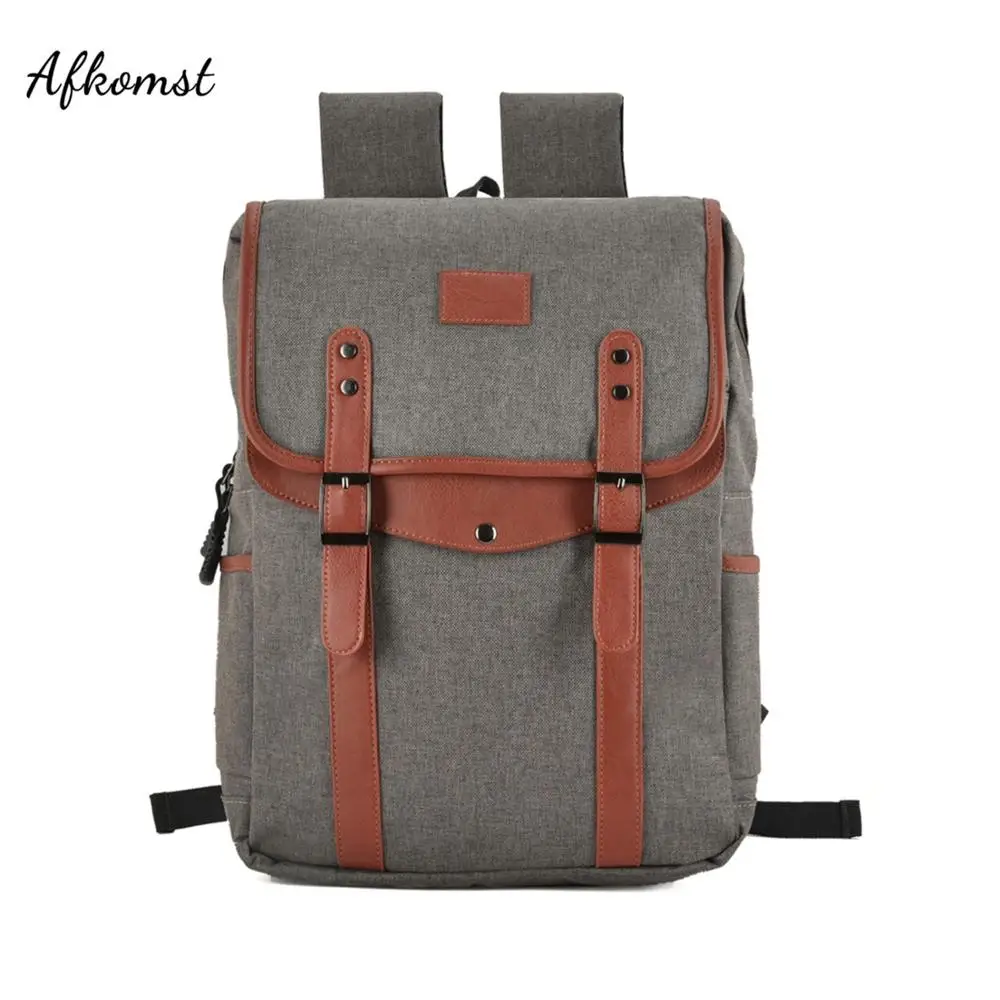 

AFKOMST Men Backpacks Canvas School Bag Computer Bag Multi-functional Shoulder Bag Casual Travel Outdoor for Student VK5044