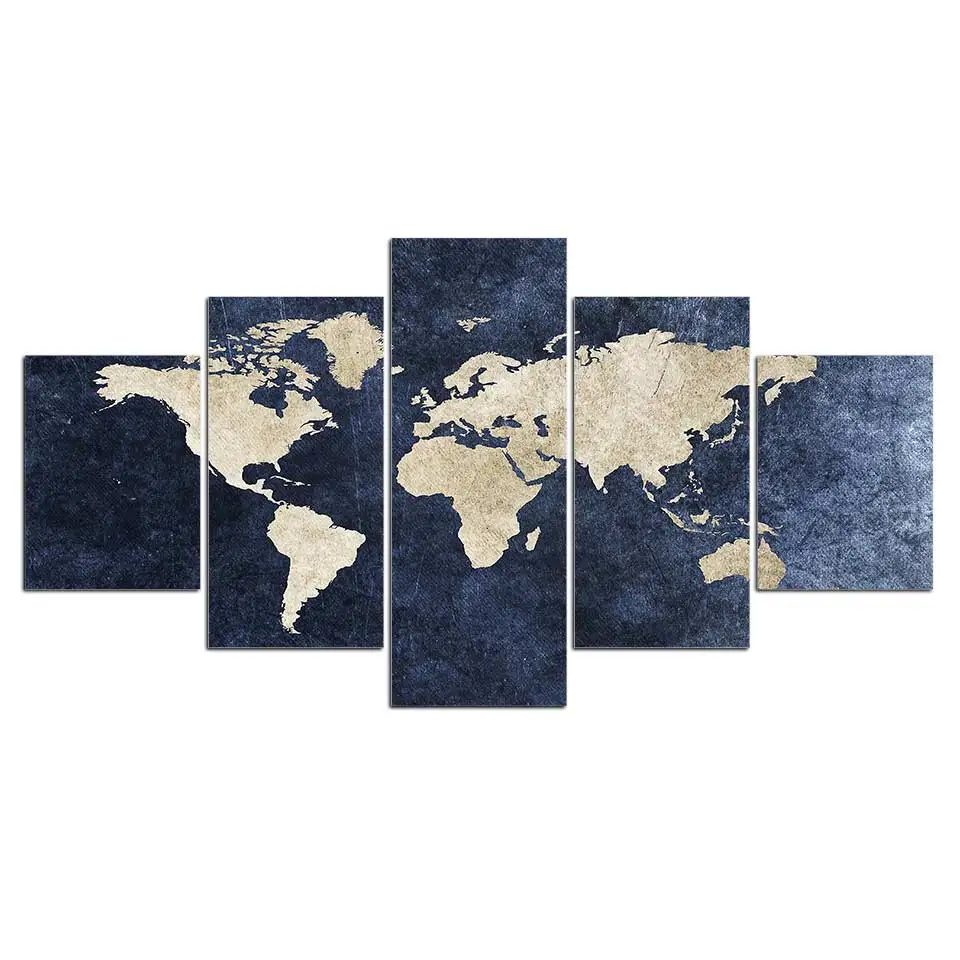 ArtSailing-5-Piece-Posters-and-Prints-Canvas-Painting-Wall-Art-Abstract-World-Map-Picture-for-Living (1)