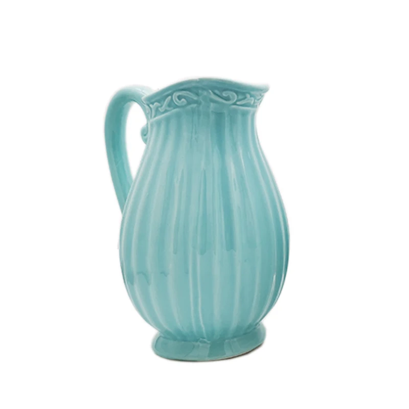 Керамический чайник, ваза для цветов, чистый цвет, серый, розовый, синий, белый, Цветочная композиция, молочный горшок, стильная кастрюля, бутылка - Цвет: Небесно-голубой