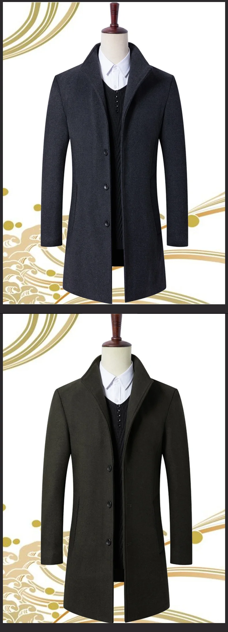 Новая мода осень зима мужская деловая шерстяная куртка наивысшего качества парка Мужская Утепленная куртка, жакет, верхняя одежда мужская шерстяная верхняя одежда