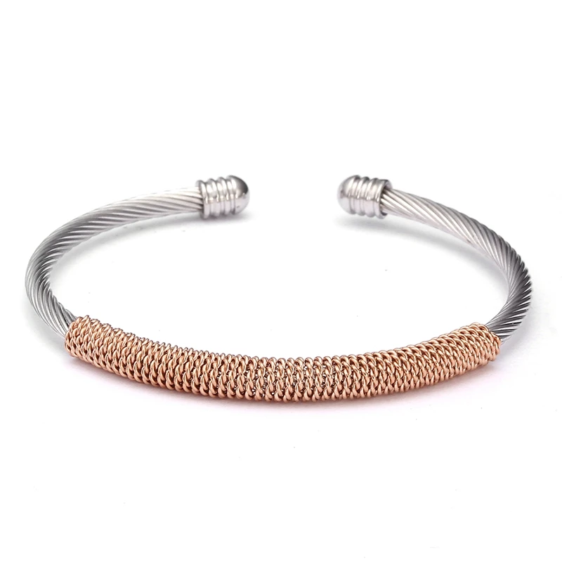 

Unique Tubular Open Braided Female Cuff Bracelets Fashion Mesh Stainless Steel Charm Bracelet & Bangle For Women Girls Jewelry