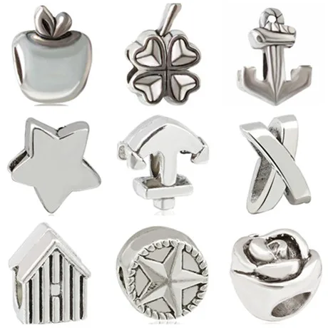 

Vintage Punk Small Apple Leaves House Elephant Stars Hearts Alloy Beads Fit Pandora Charms Bracelets for Women Party DIY Jewelry