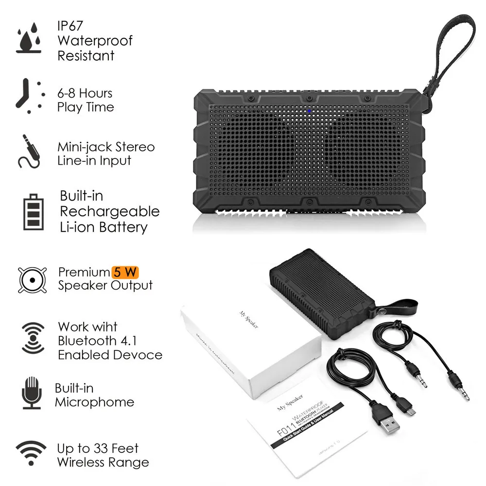 Bluetooth динамик IPX7 водонепроницаемый портативный открытый мини Колонка коробка