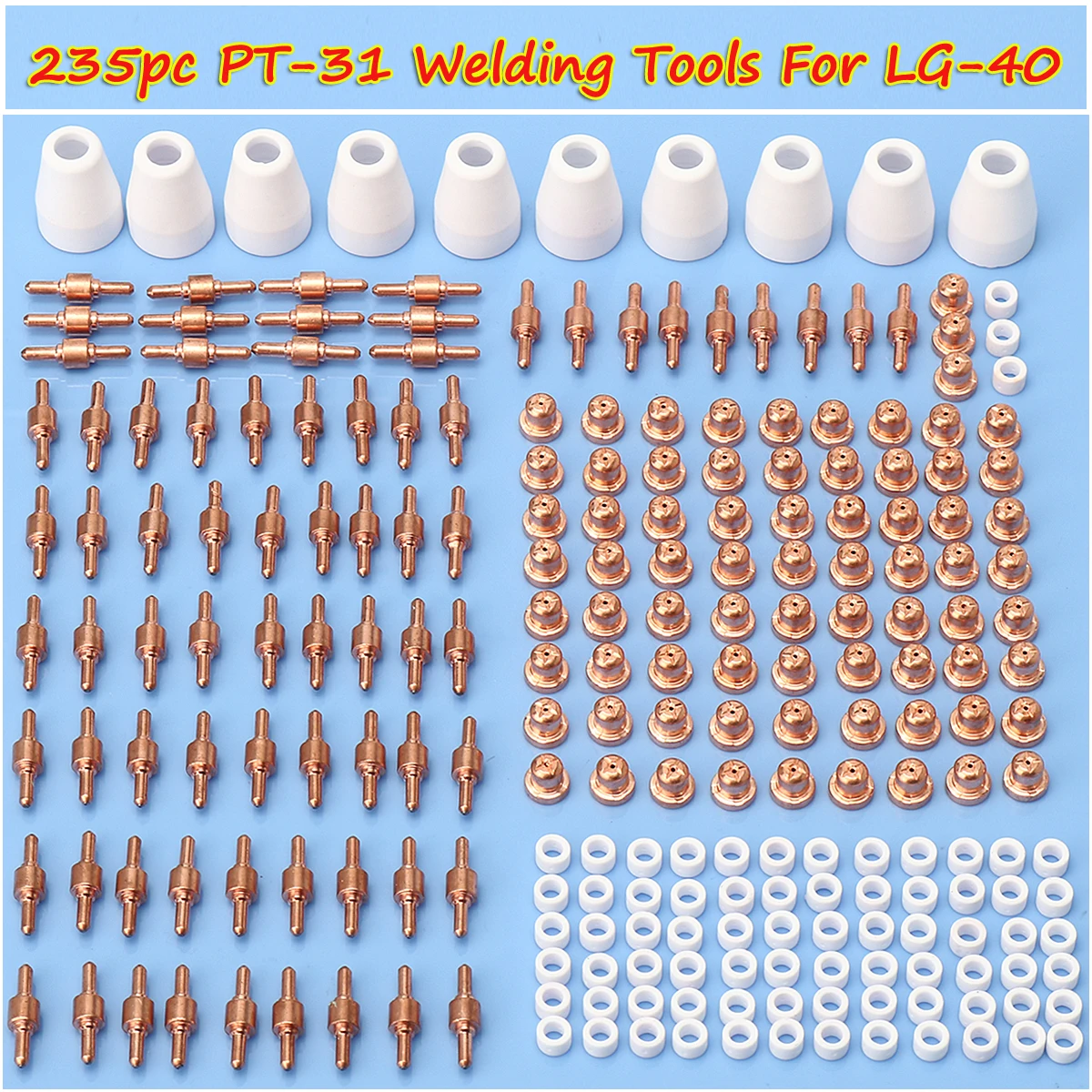 

235pc Ceramic + Metal Air Plasma Cutting Cutter Consumables Extended TIP Nozzle Electrode For CUT-50D CT-312