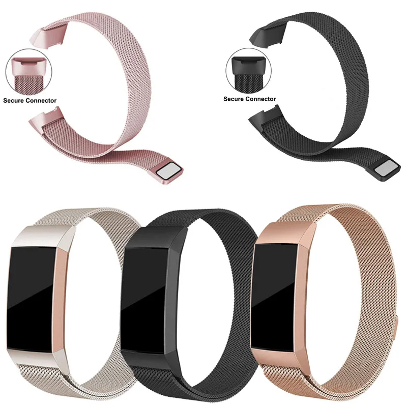 

OULUCCI For Fitbit charge 3 Fitness Band Magnetic Mesh Loop stainless steel bracelet Replacement bands For Fitbit charge3 strap
