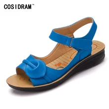 Plus Size 41 New Summer Women Shoes 2017 Women Sandals Casual Split Leather Peep Toe Ladies Sandalias Mujer Beach Shoes SNE-517
