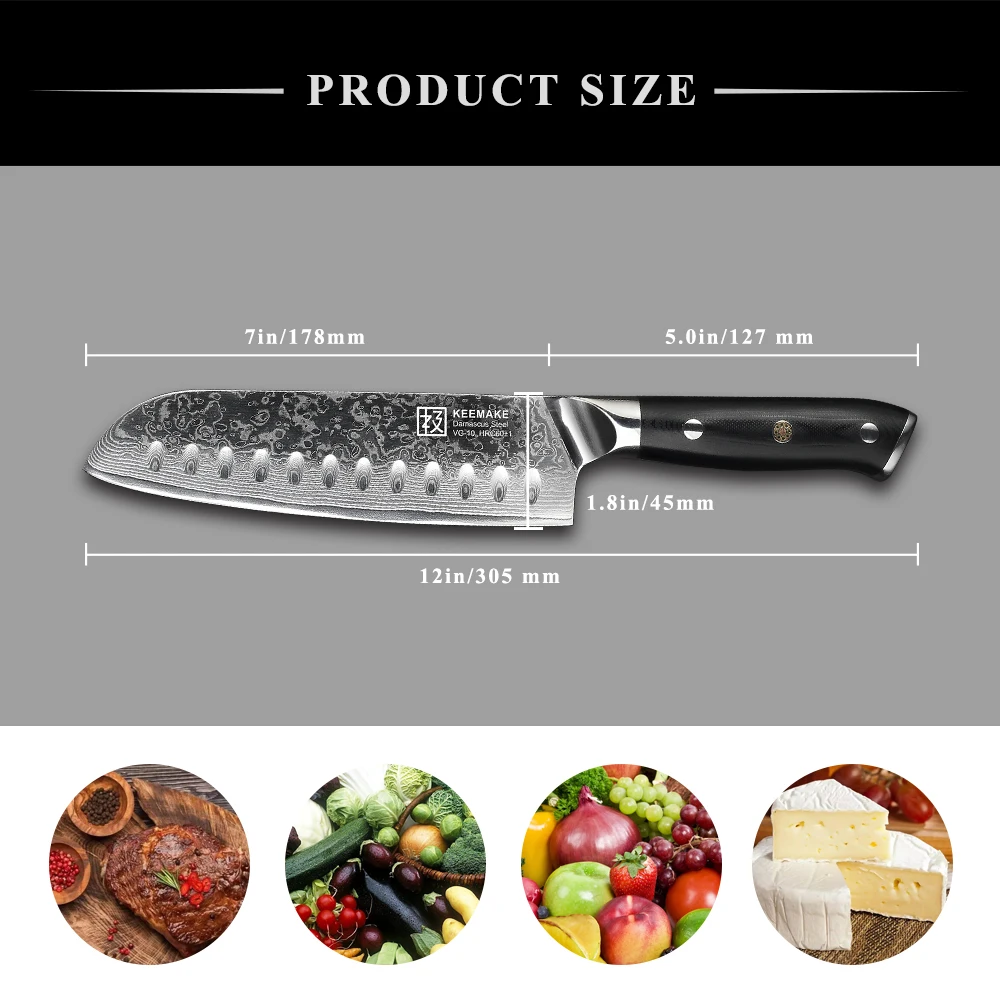 KEEMAKE 2 шт. набор кухонных ножей Santoku универсальный нож шеф-повара японский Дамаск VG10 стали бритвы острые мясорубки инструменты G10 Ручка
