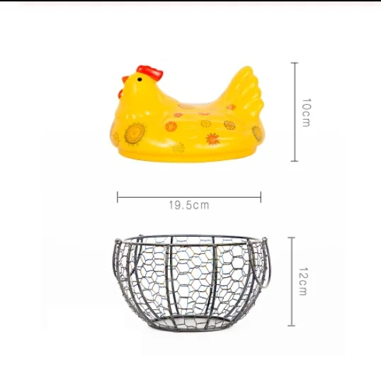Керамическая металлическая корзина для хранения яиц с крышкой, Большая вместительная сетчатая корзина для фруктов и хлеба, кухонные принадлежности, органайзер для украшения курицы - Цвет: 6