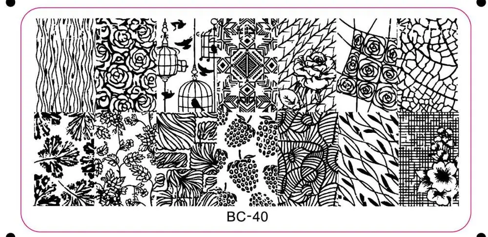 Хэллоуин ногтей прямоугольный шаблон для штампов цветок Кенгуру Животных геометрии дизайн ногтей штамп шаблон изображения пластины трафарет - Цвет: BC40