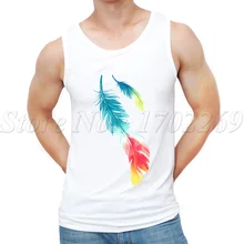 Новые летние мужские Индивидуальные Модные безрукавки дизайн красочные перо печатных мужской повседневный жилет