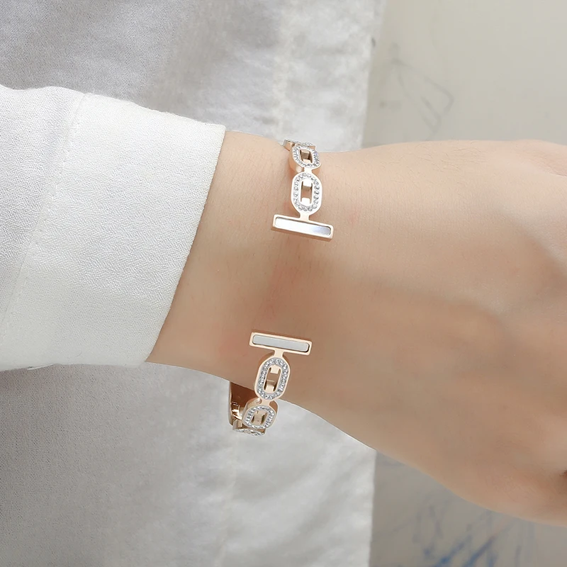 

New Fashion Hot Sale 316 Stainless Steel Double T Bangle Nickel Free Jewelry for Women Best Gift Simple Design
