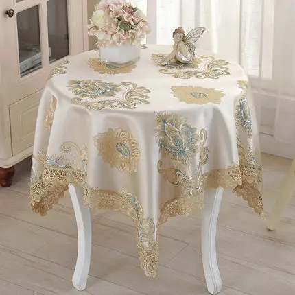 European table cloth Round with Lace edge Wedding decoration kitchen living room Coffee house Square covers for home