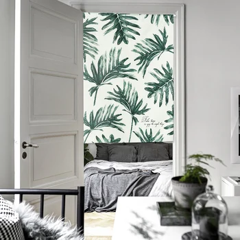 

Northern Europe style cloth green plant door window curtain Japan home decoration bedroom living study room kitchen household