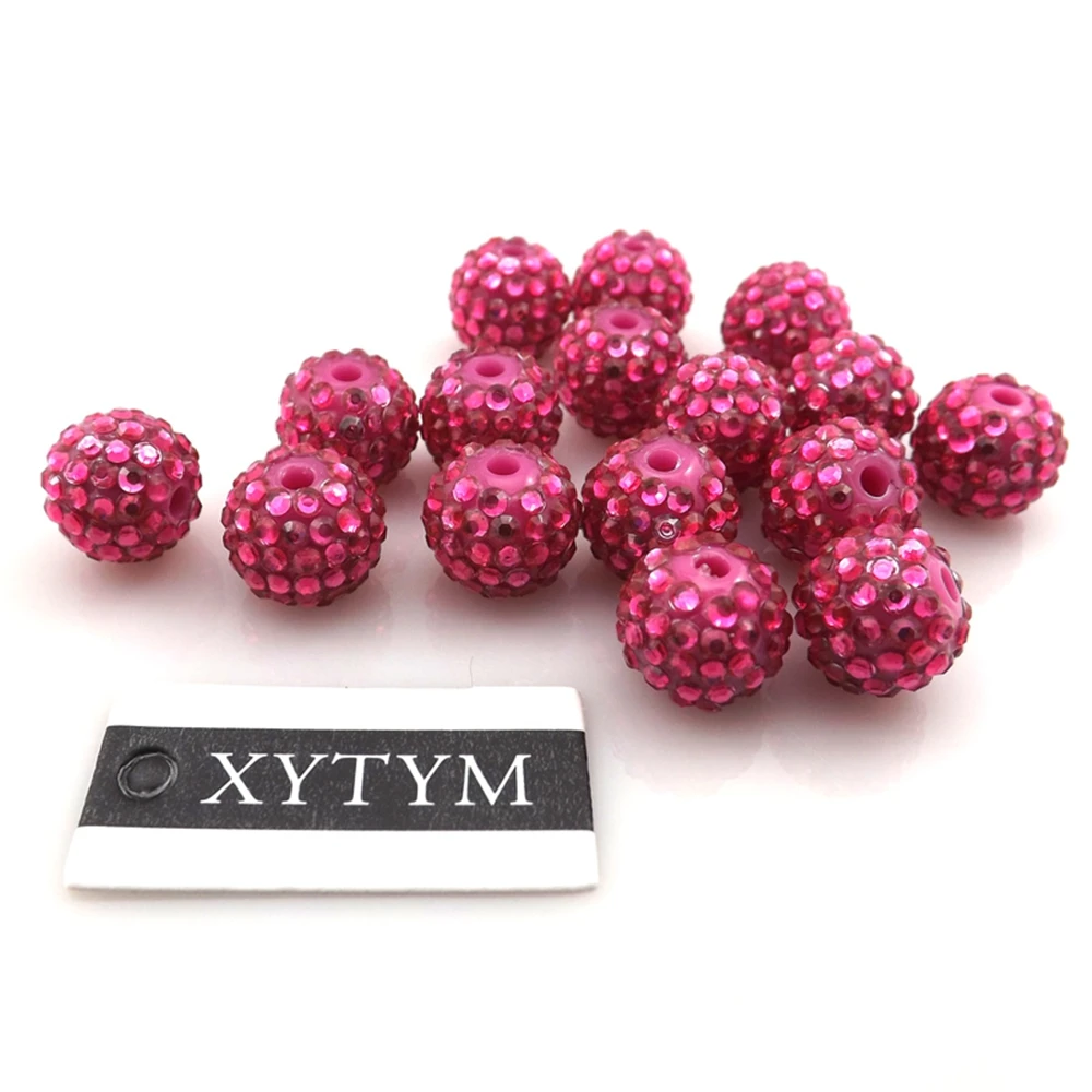Resin Rhinestones Ball Bead Pink Spacer Bead Findings Acrylic Ball