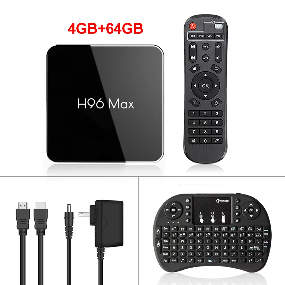 H96 MAX X2 Android 9,0 Smart tv Box 4 Гб 64 Гб Amlogic S905X2 двойной Wifi H.265 1080p 4K USB3.0 Google Play Store H96MAX телеприставка - Цвет: 4G64G normal i8