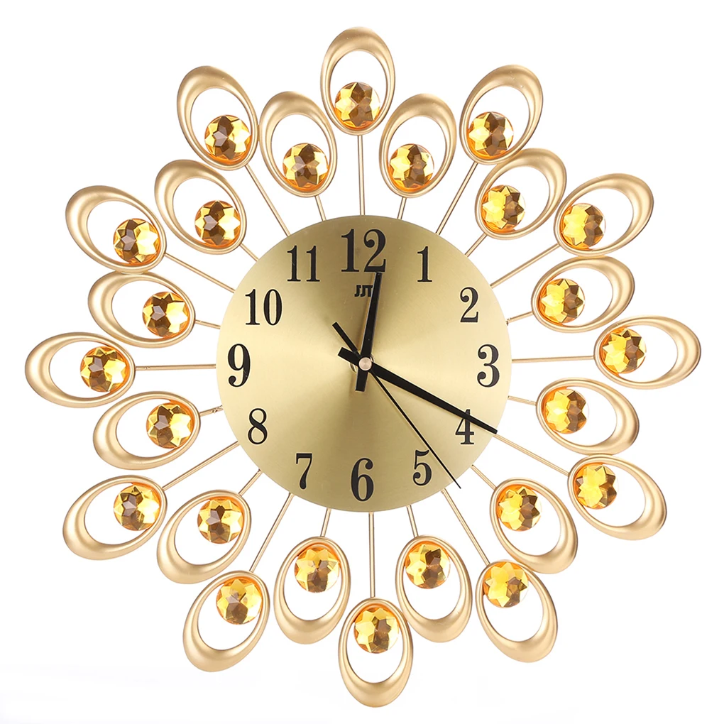 

Rhinestone Large Wall Figure Iron Clock Living Room Bedroom Decoration Crystal Metal Clock