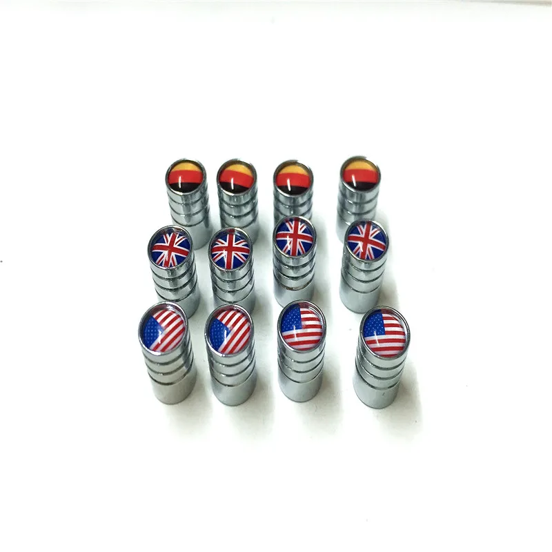 40Pcs/Lot Country Flag Logo Stainless Steel Caps Car Wheel Tire Valve