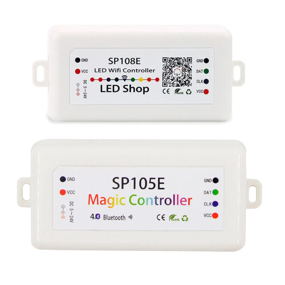 SP108E Wifi пиксель SPI контроллер от смартфона приложение для WS2812B WS2811 RGB RGBW APA102 APA106 светодиодные полосы Bluetooth SP105E 5-24 В