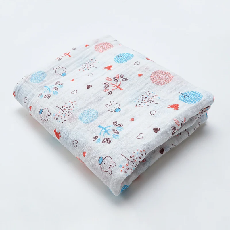 Musnlinfe хлопковое детское одеяло для новорожденных Пеленальное Хлопковое одеяло из муслина дышащее 110*110 см - Цвет: rabbit tree