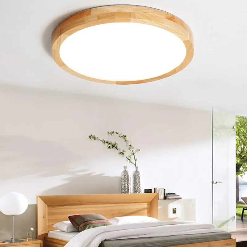 Nordic Simple Modern OAK Wood Ceiling Lamp Ultra thin Japanese LED