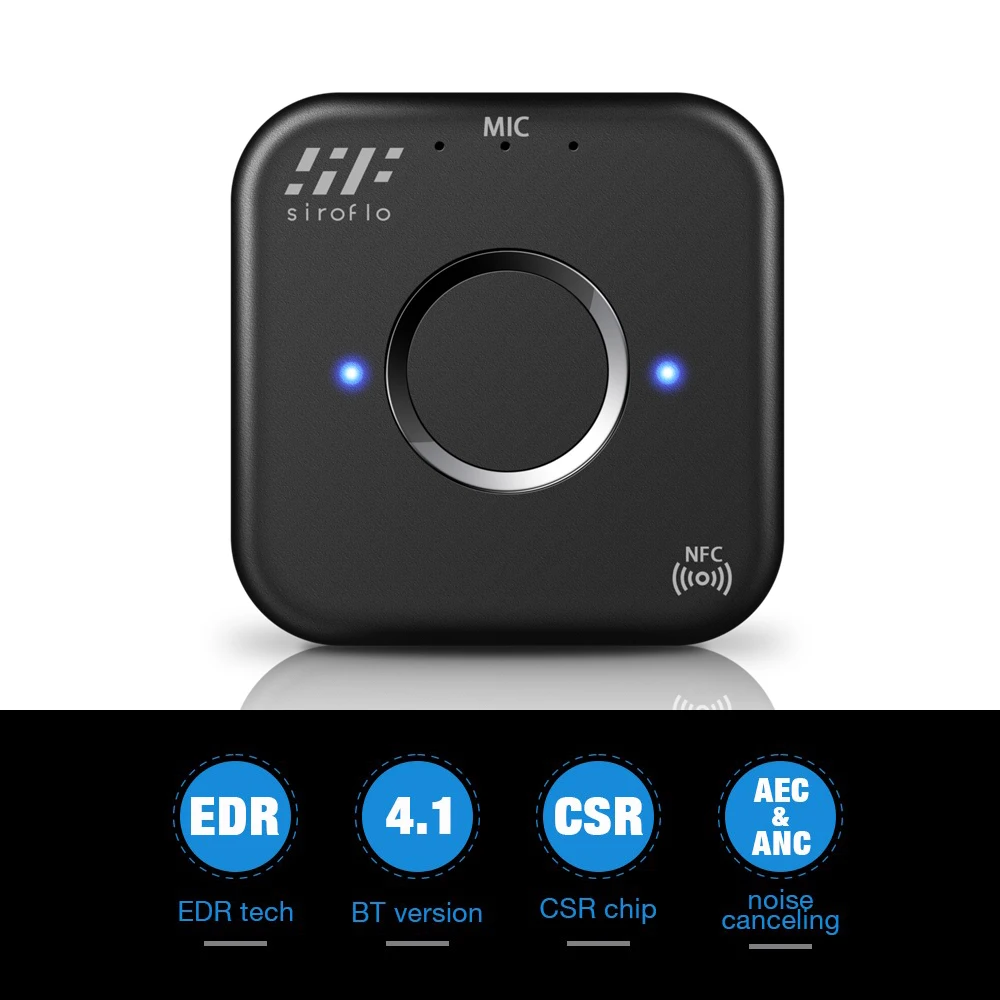 

Siroflo Bluetooth Transmitter Receiver With NFC Audio 3.5mm Aux Bluetooth Adapter For PC Smartphone Bluetooth Receiver