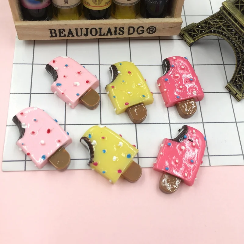 Полимерный миниатюрный кавайный горячий продавать мороженое, смола кабошон с плоской задней поверхностью для украшения телефона, скрапбукинг, DIY - Цвет: as picture
