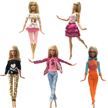 

NK 5 Pcs Newest Doll Dress Beautiful Casual Suit Fashion Dress For Barbie Doll Aristocratic Doll Accessories Best Child Gift31A