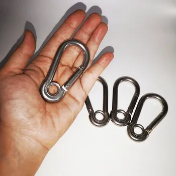 

4PCS 80mm M8 Silver 304 Stainless Steel Carabiner Spring Camping Climbing Secure Lock Snap Hook Eyelet Link