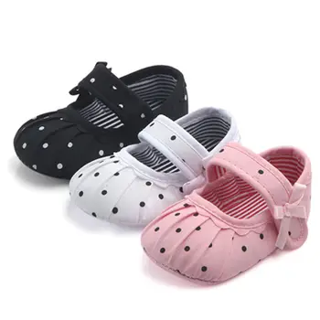 New Adorable Toddler Infant Newborn Baby Girl Flower Dot Shoes Crib Shoes Size 0-18 Months Baby shoes 1