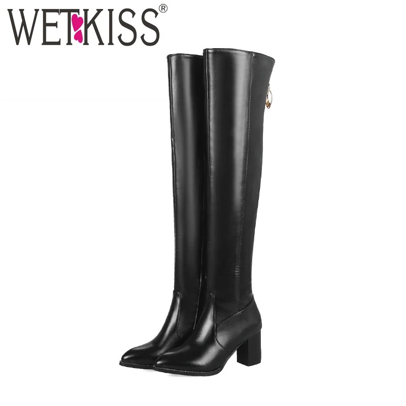 WETKISS/женские сапоги из искусственной кожи на высоком каблуке Женская обувь выше