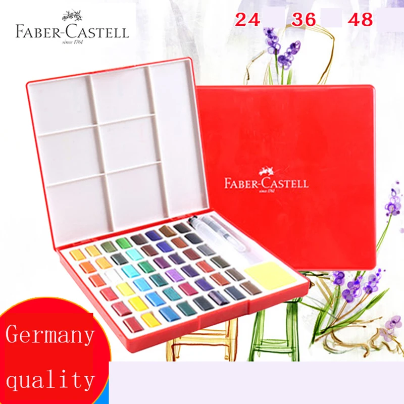 Faber Castell 24/36/48Color Solid Watercolor Paint Box With Paintbrush