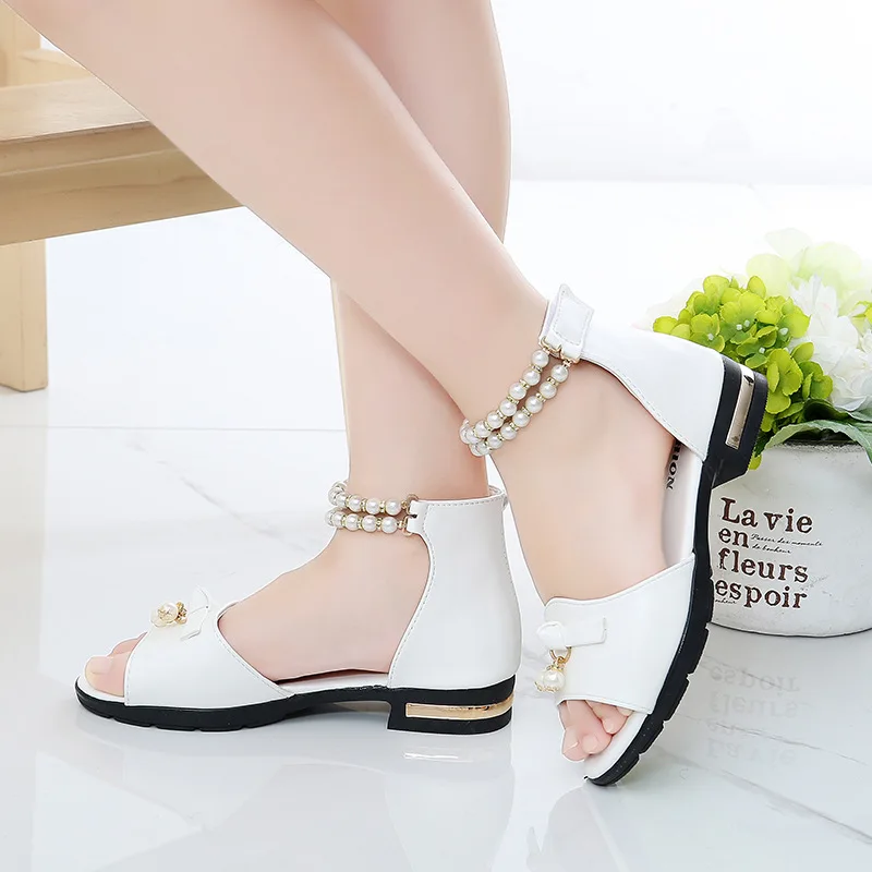 

Girls Beading Sandalia Infantil Kids For Girls Shoes Baby Sandals Fille PU Leather Kids Summer Princess Sandals Children'S Shoes