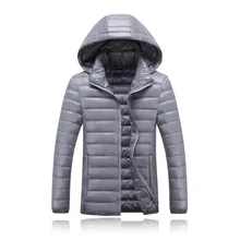 Новая зимняя куртка для мужчин размера плюс 6XL серого цвета со съемным капюшоном, пуховик с хлопковой подкладкой, мужское зимнее пальто, верхняя одежда FYY166