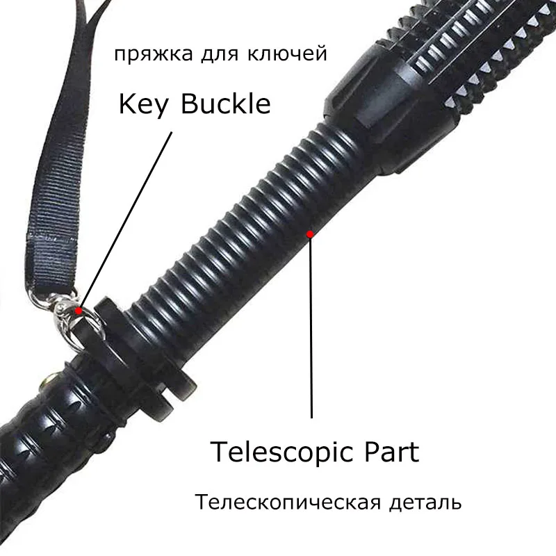 Дубинку Телескопический светодиодный фонарь Регулируемый 800 люмен самообороны