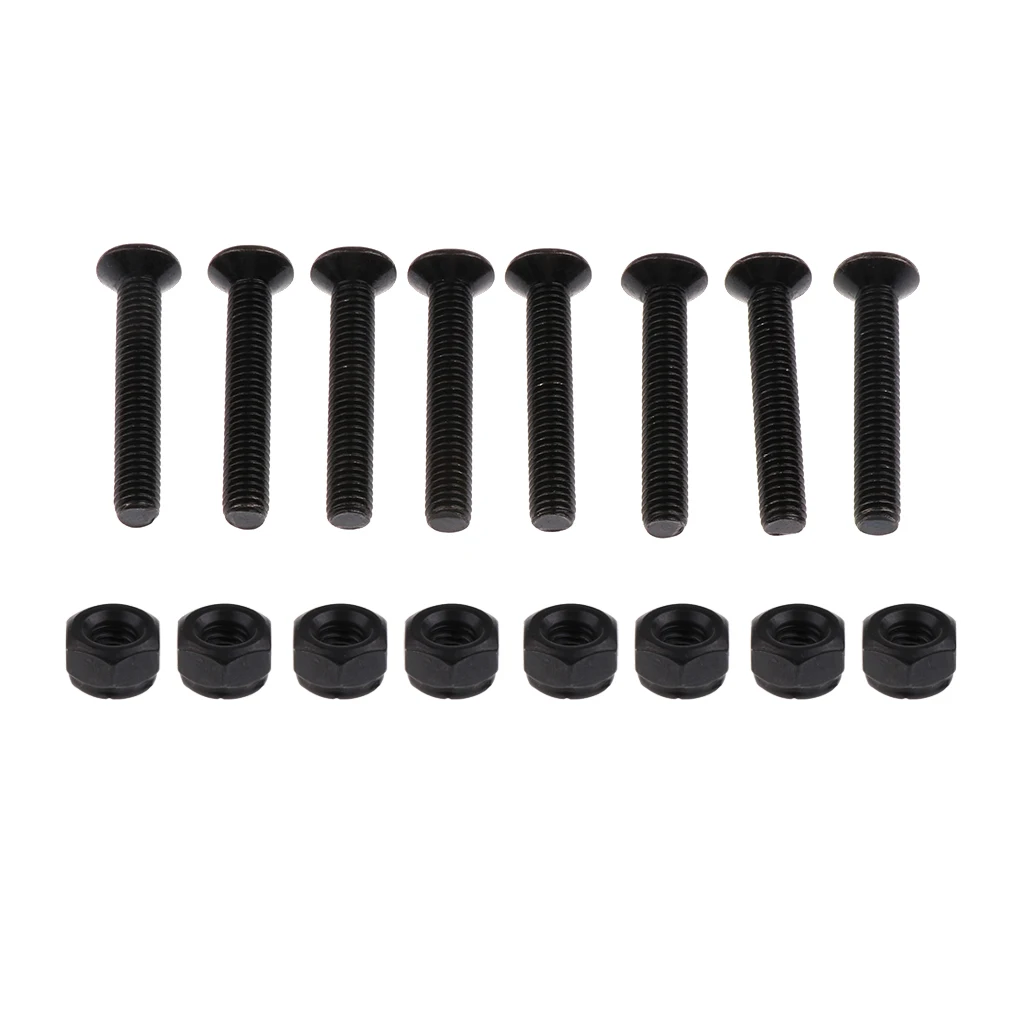 Pair of 8mm Thick PE Riser Shock Pads + 8 Pairs of Carbon Steel Bolts Nuts for Skateboard Longboard