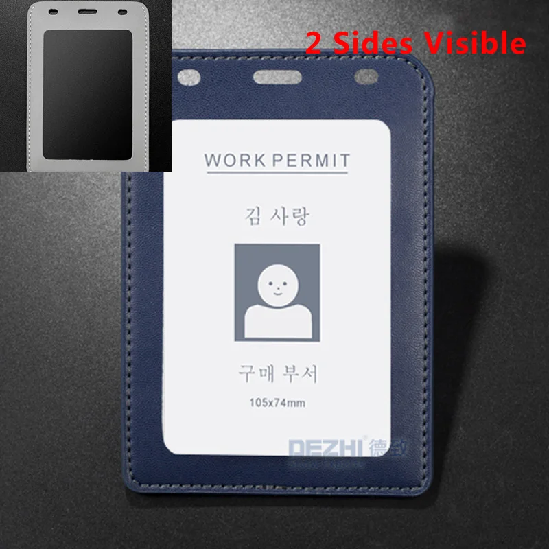 105x74 мм вертикальный бизнес-держатель для карт из искусственной кожи с оригинальным ремешком для банковских карт, карман для денег, 1 или 2 окна на выбор - Цвет: 2 window Blue Case