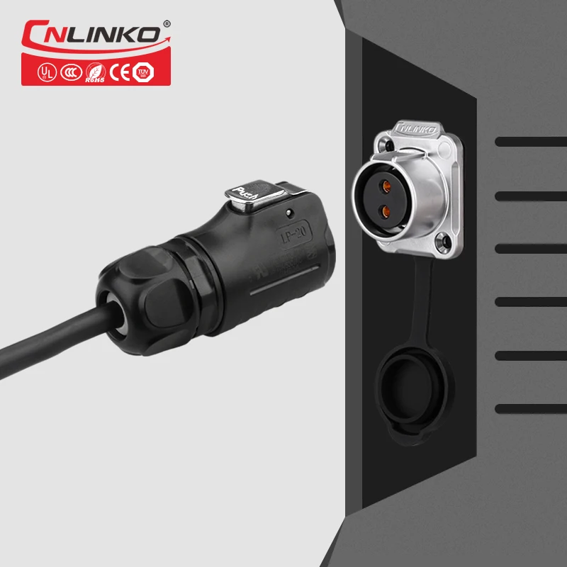 

CNLINKO LP series M20 2 pin 20A IP67 waterproof hot sale circular power panel connector for mechanical equipment plug&socket