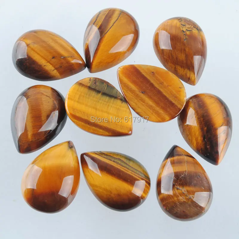 

RONGZUAN Free shipping Natural Tiger's Eye Gem Stones Teardrop Cabochon No Drill Hole 13x18x6MM 10pcs/lot Jewelry TU3043