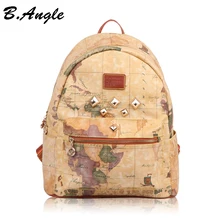 New fashion high quality world map women backpack Rivet men backpack casual travel backpack special school backpack