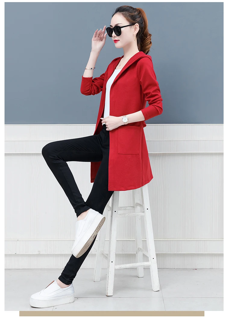 Пальто для женщин на весну и осень, новая женская одежда, корейский стиль, Длинные свободные весенние тонкие женские топы