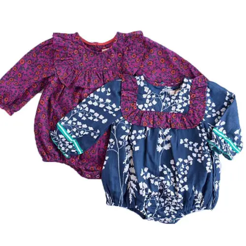 

Pudcoco Toddler Kids Baby Girls Floral Bodysuit Jumpsuit Long Slleve Bodysuit Playsuit Cotton Outfits Clothes