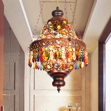 Diffuse небольшой подвесной светильник Юго-Восточной Азии в тайском стиле, кофейные цветные богемные Хрустальные подвесные лампы для ресторана