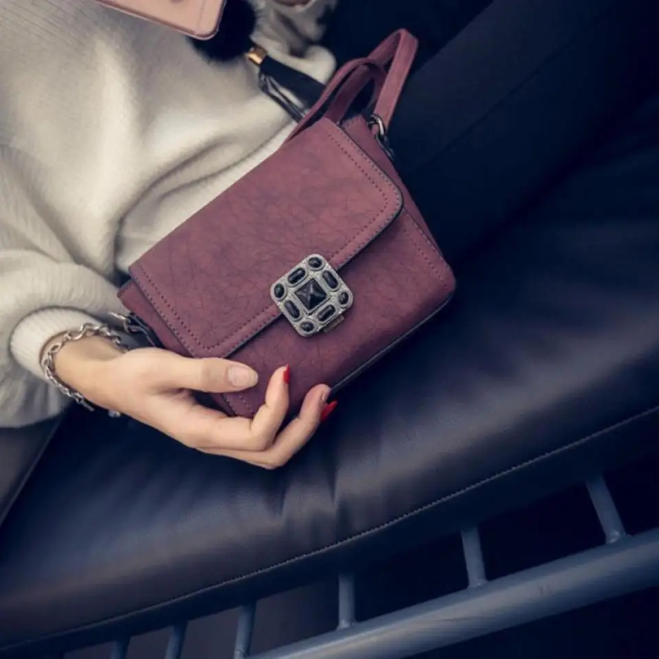 

Women Leather Satchel Handbag Shoulder Tote Messenger Crossbody Bag Red Sweet and simple style Small Messenger Bag