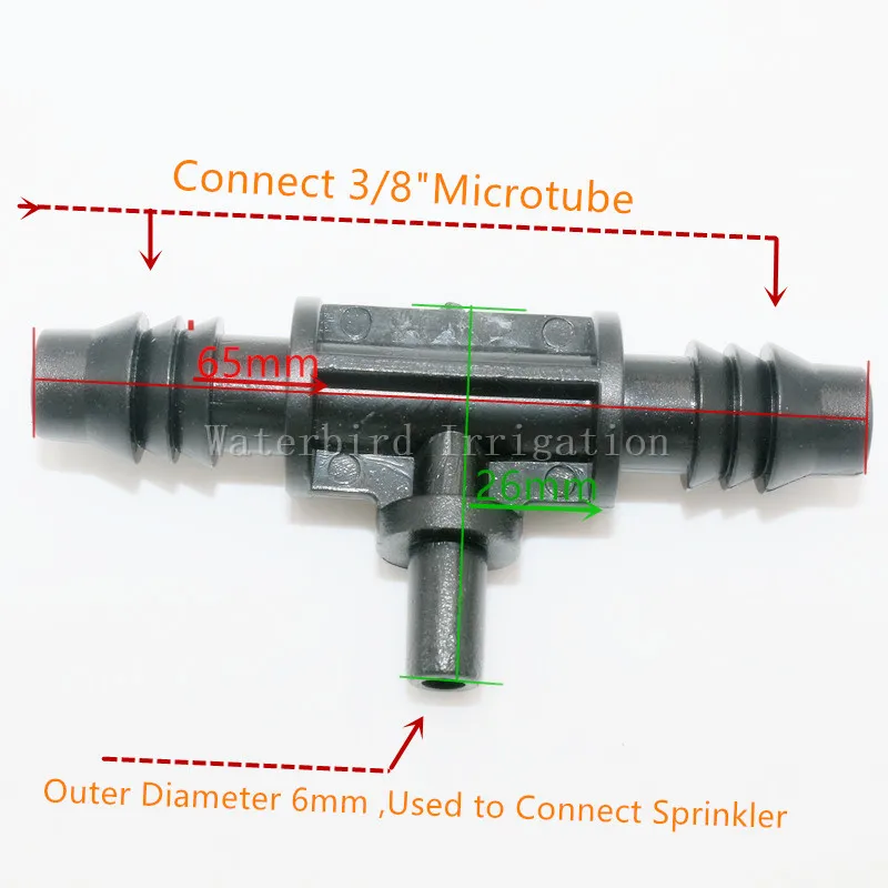 50 шт./упак. 3/8 дюймов Плоский Тройник Разъем для Т-образный редуктор колючей плоская сторона подключения садовый разбрызгиватель и полива U107